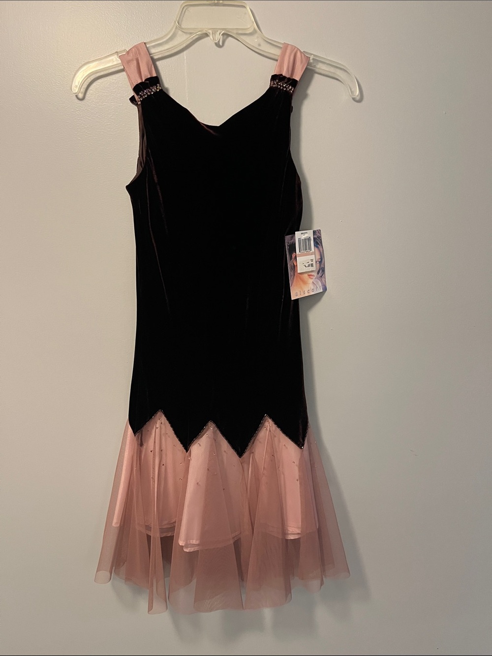 Biscotti Brown and Blush Pink Velvet Tulle Dress